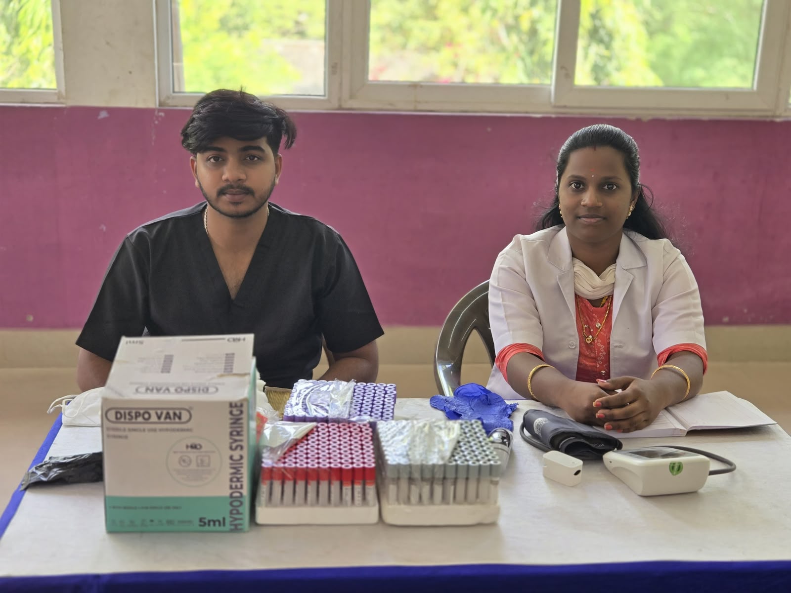 YIRA health camp team with sample kits
