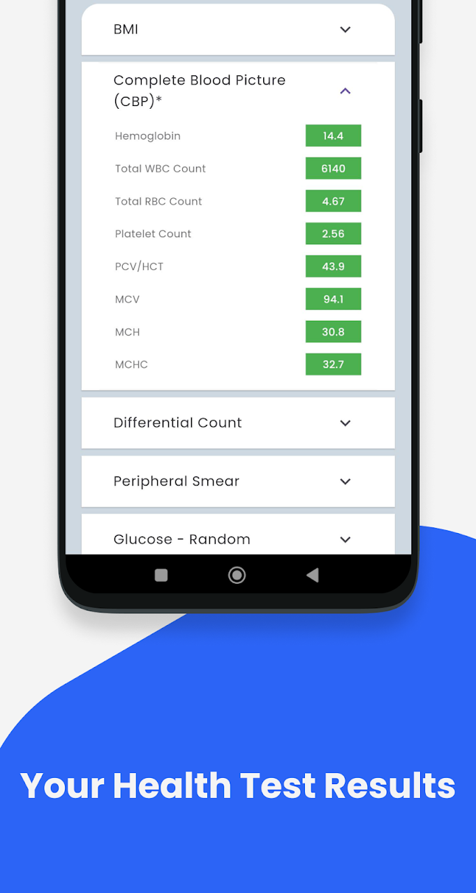 Test results in the YIRA app