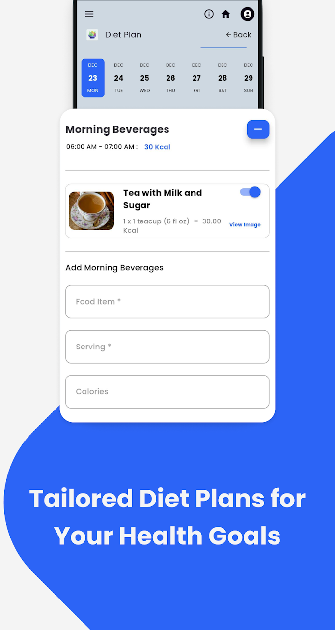 Diet plans in the YIRA app